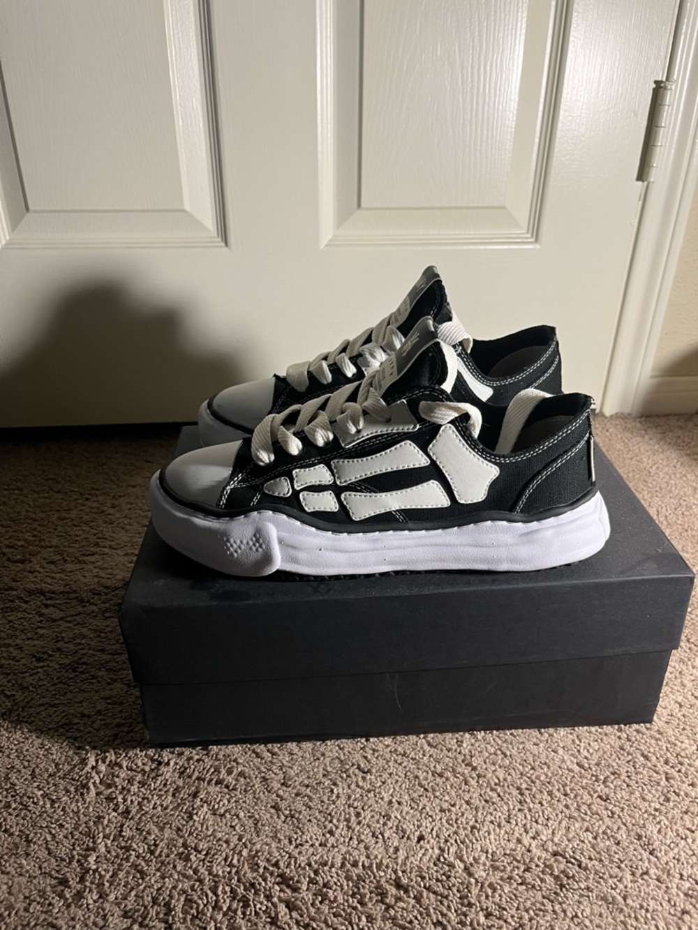 AMIRI x Maison Mihara Black and White Skeleton-Style Low-Top Sneakers - Picture 2 of 5